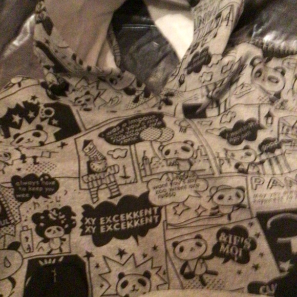 Girls Woman REVERSIBLE hoodsy One side Panda pouch/zip up jacket with2sided hood - Picture 6 of 6